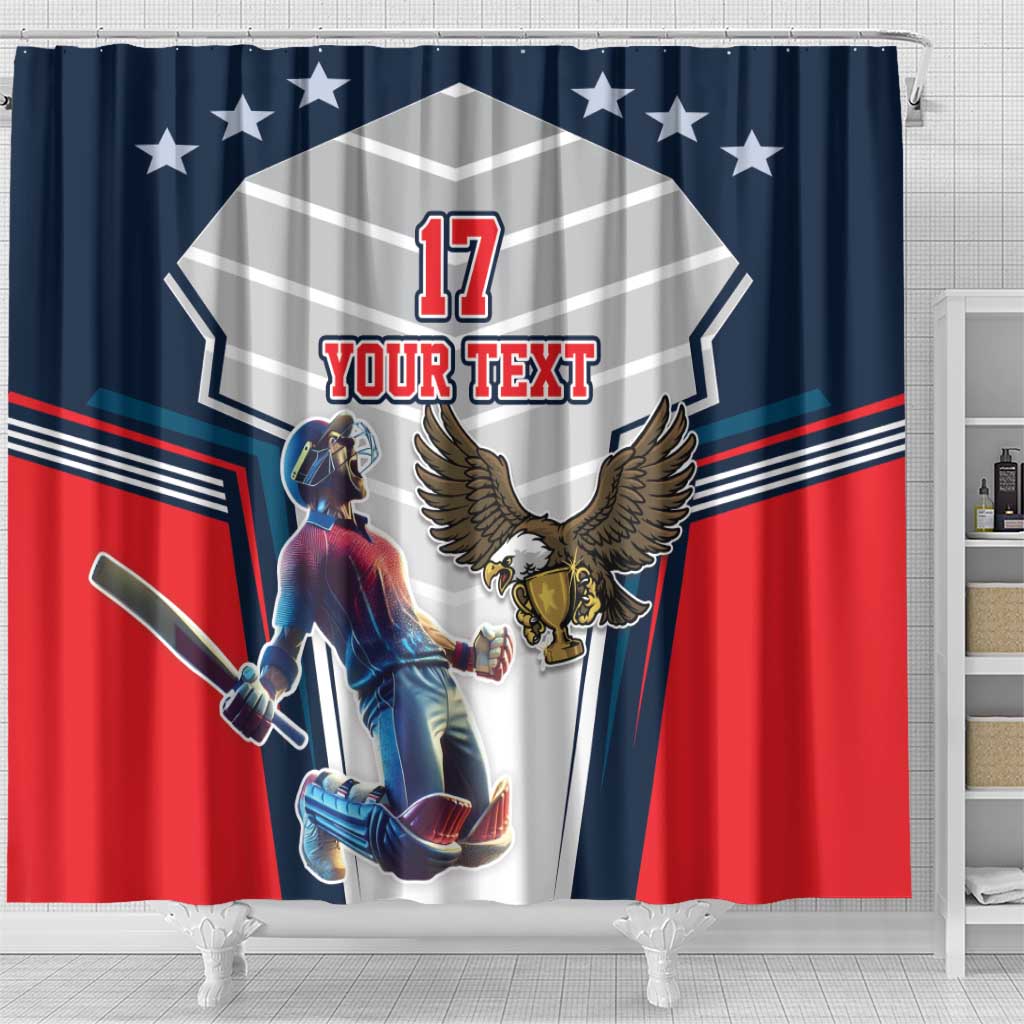 Custom United States Cricket Shower Curtain USA Go Champions and Eagle Mascot Style LT17