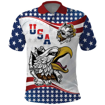 Custom United States Soccer Polo Shirt USA Eagle Mascot Style LT17