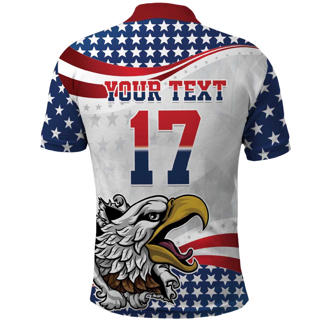 Custom United States Soccer Polo Shirt USA Eagle Mascot Style LT17