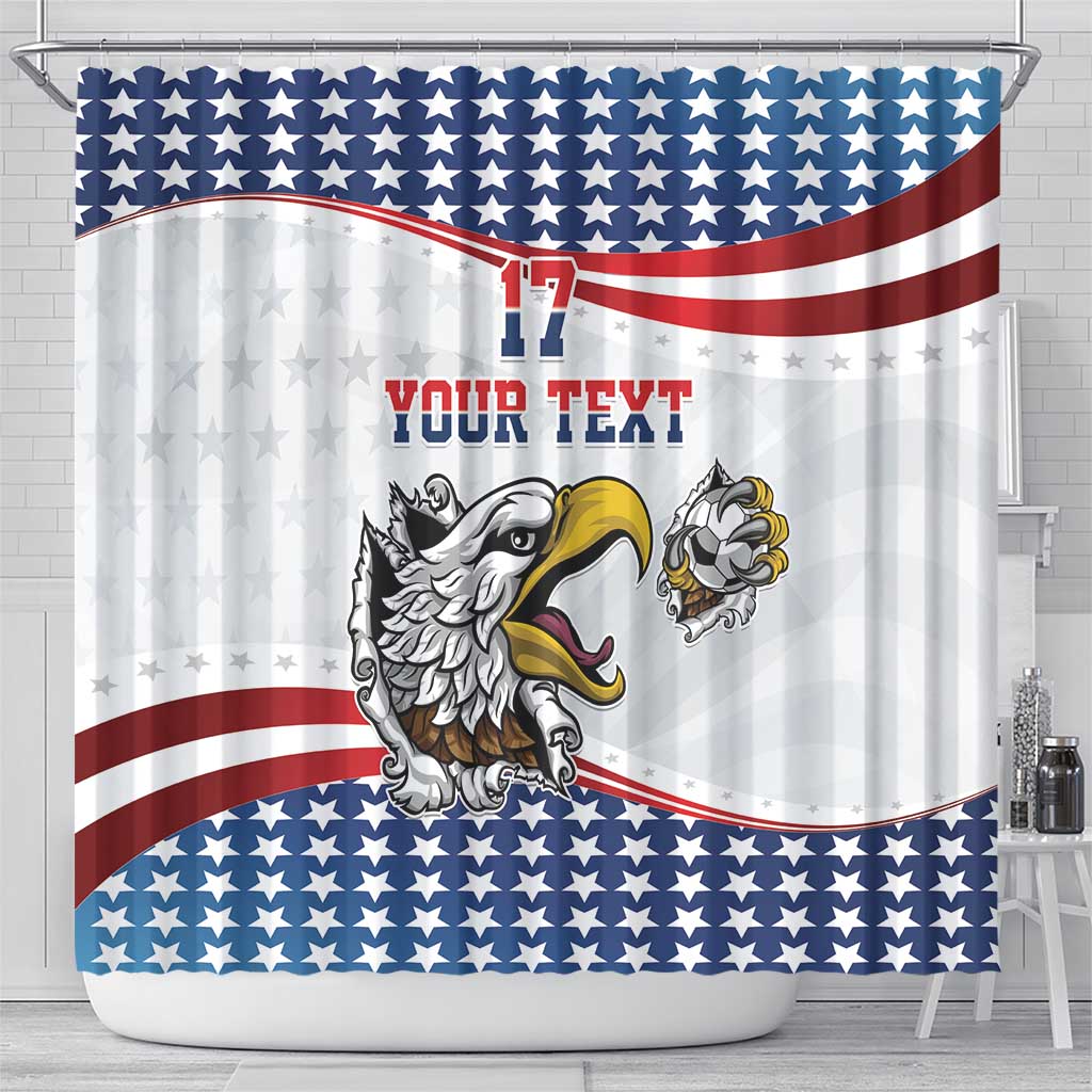 Custom United States Soccer Shower Curtain USA Eagle Mascot Style LT17