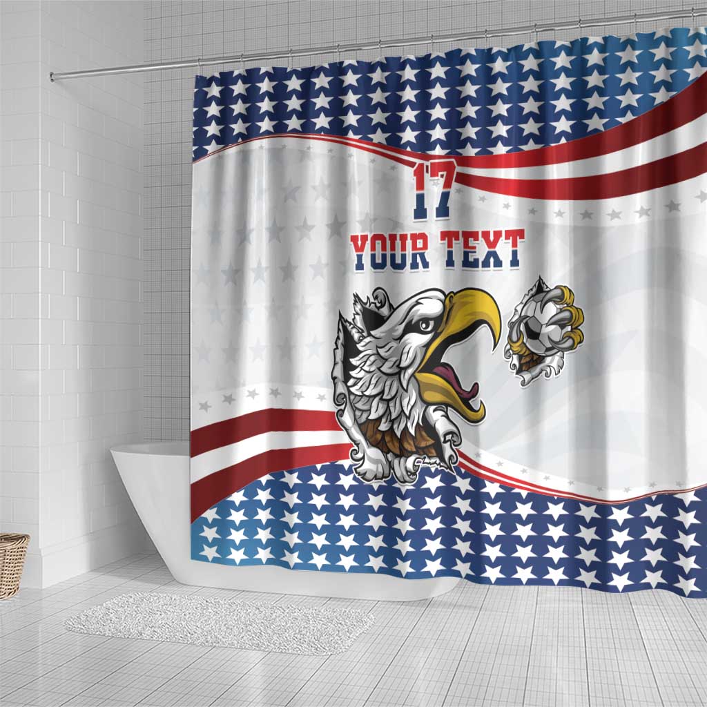 Custom United States Soccer Shower Curtain USA Eagle Mascot Style LT17