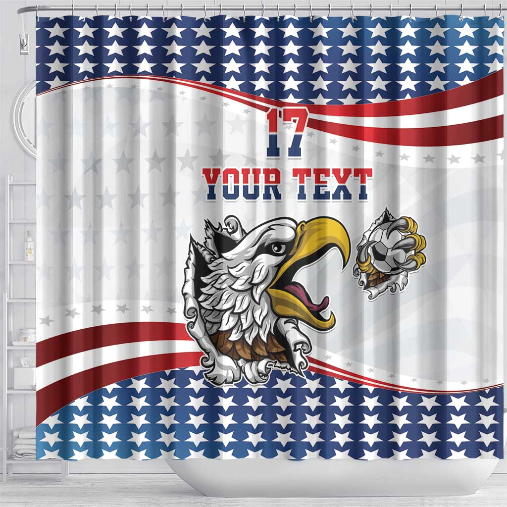 Custom United States Soccer Shower Curtain USA Eagle Mascot Style LT17