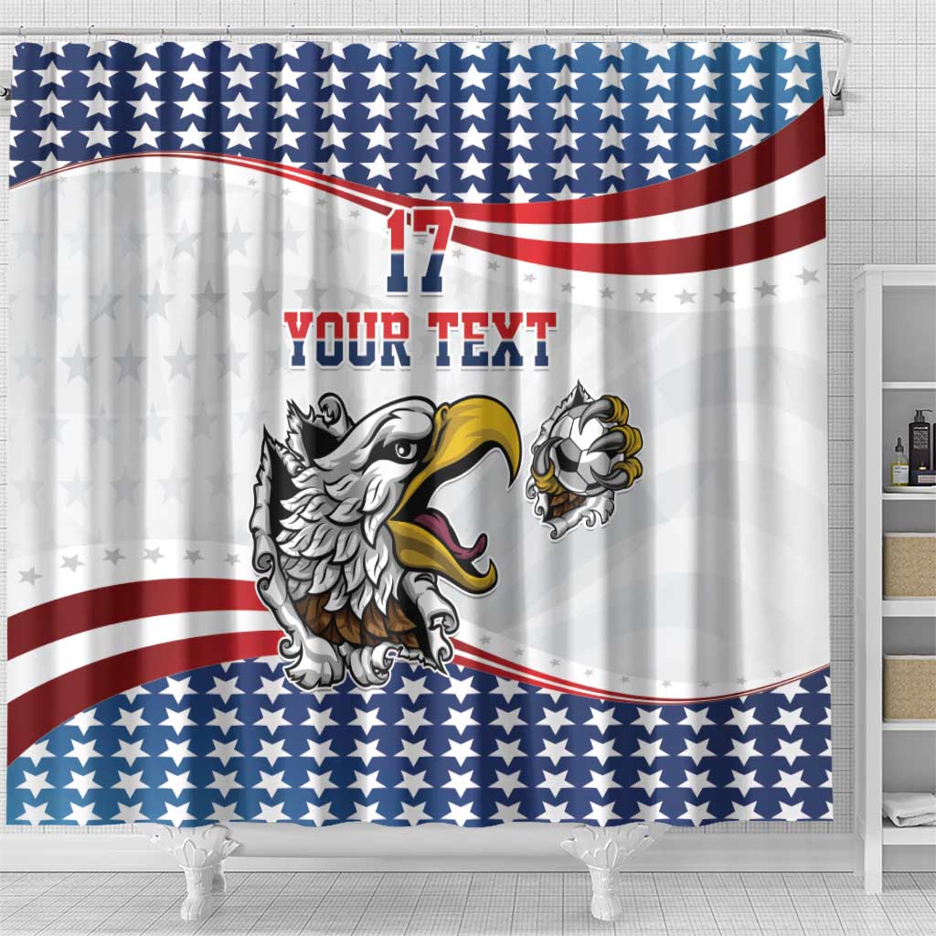 Custom United States Soccer Shower Curtain USA Eagle Mascot Style LT17