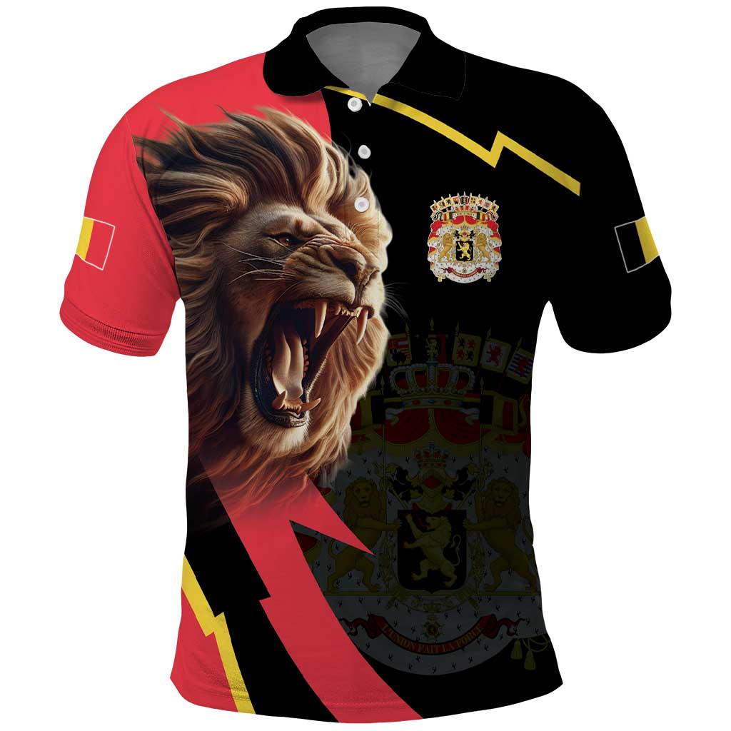 Belgium Coat of Arms Polo Shirt Angry Lion LT17