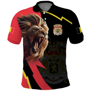 Belgium Coat of Arms Polo Shirt Angry Lion LT17