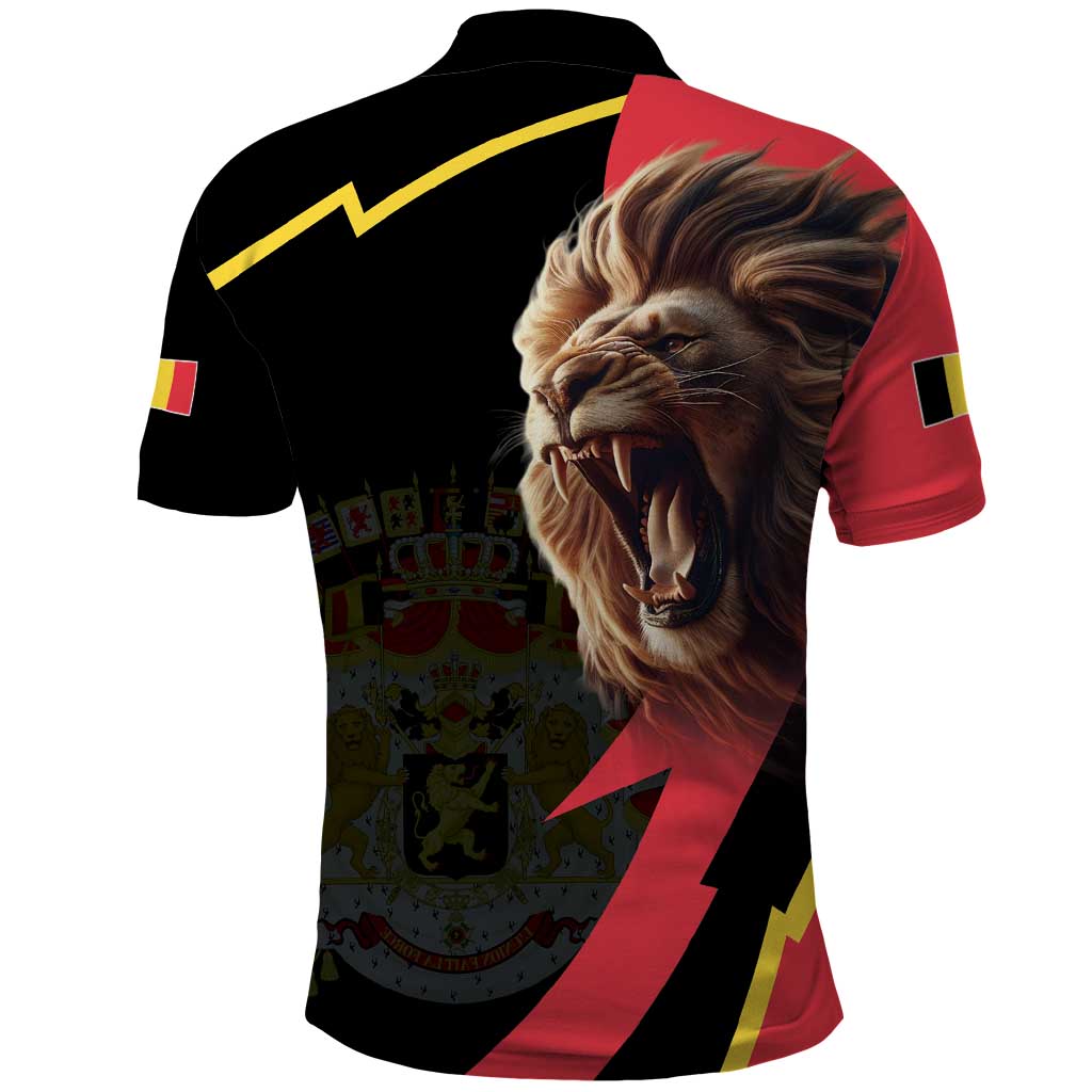 Belgium Coat of Arms Polo Shirt Angry Lion LT17