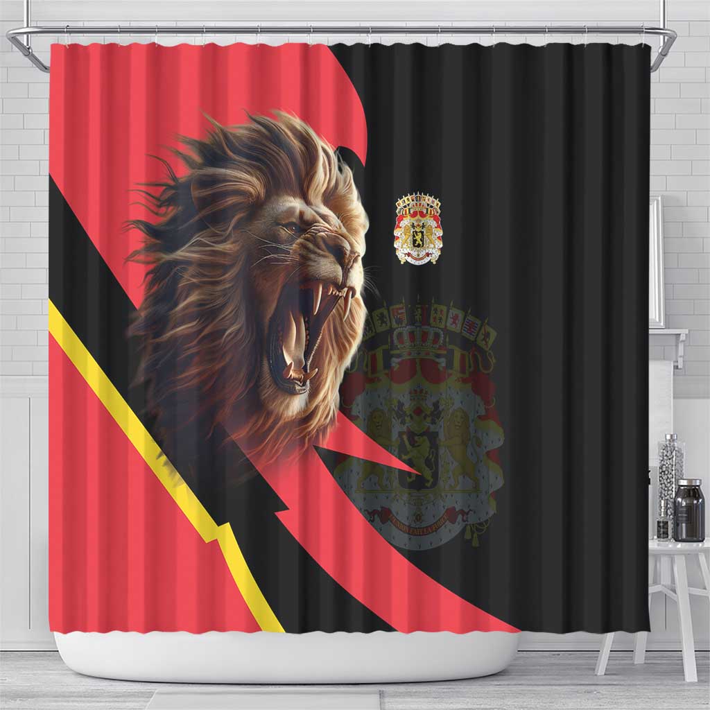 Belgium Coat of Arms Shower Curtain Angry Lion LT17