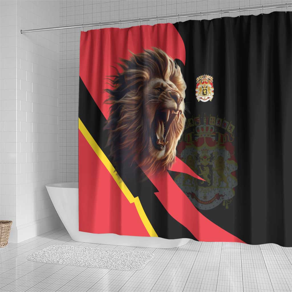 Belgium Coat of Arms Shower Curtain Angry Lion LT17