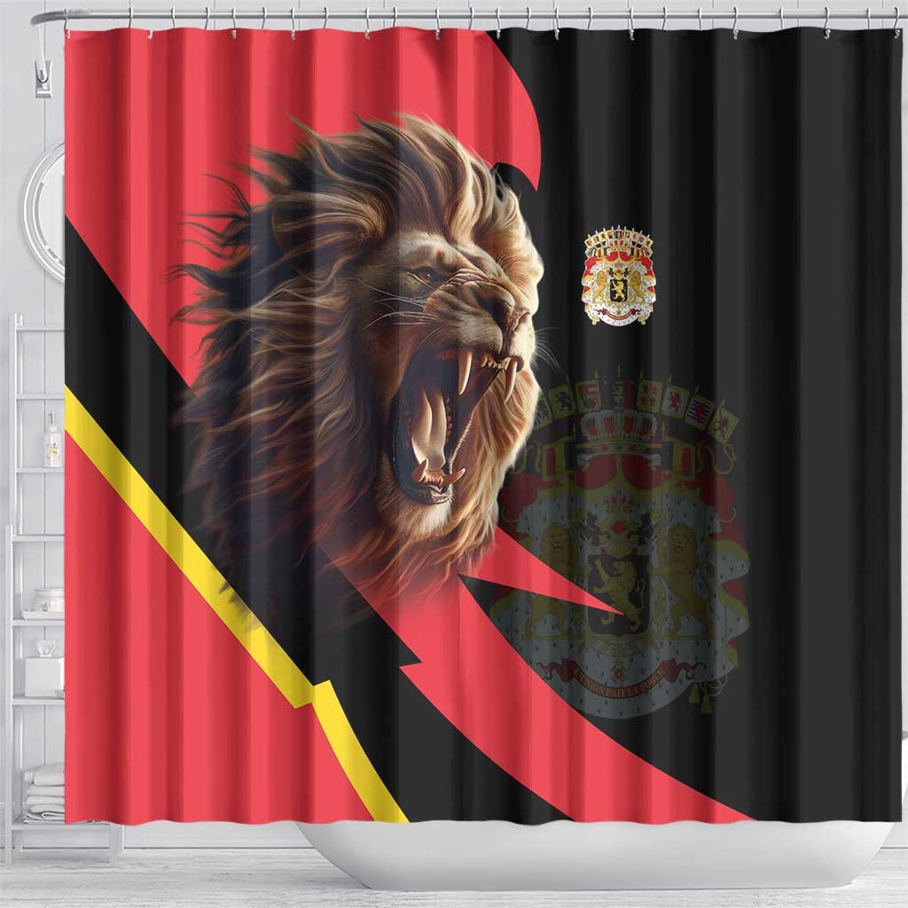 Belgium Coat of Arms Shower Curtain Angry Lion LT17