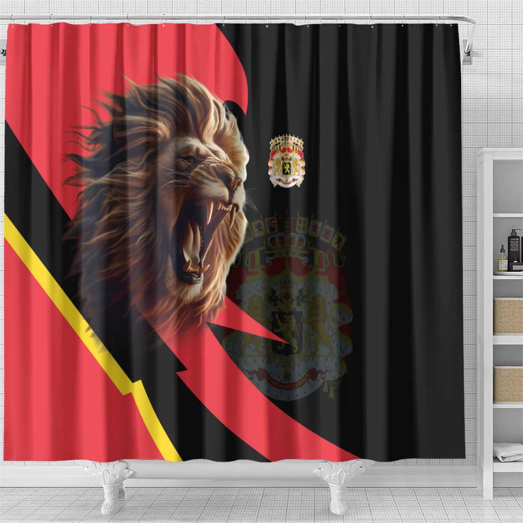 Belgium Coat of Arms Shower Curtain Angry Lion LT17