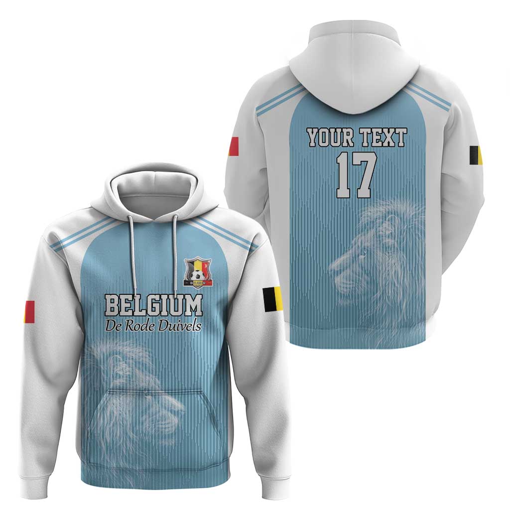 Custom Belgium Football We are Champions Hoodie Blue Style Come on De Rode Duivels LT17