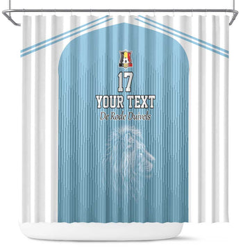 Custom Belgium Football We are Champions Shower Curtain Blue Style Come on De Rode Duivels LT17
