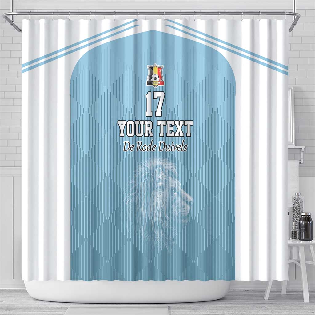 Custom Belgium Football We are Champions Shower Curtain Blue Style Come on De Rode Duivels LT17