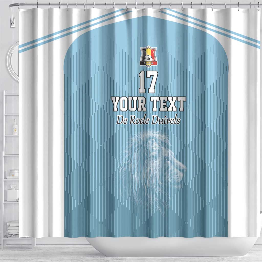 Custom Belgium Football We are Champions Shower Curtain Blue Style Come on De Rode Duivels LT17