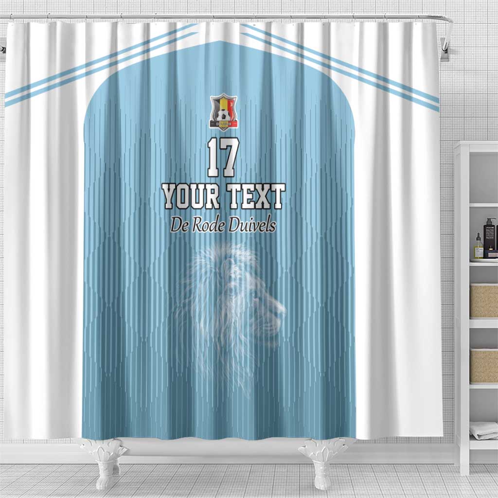 Custom Belgium Football We are Champions Shower Curtain Blue Style Come on De Rode Duivels LT17