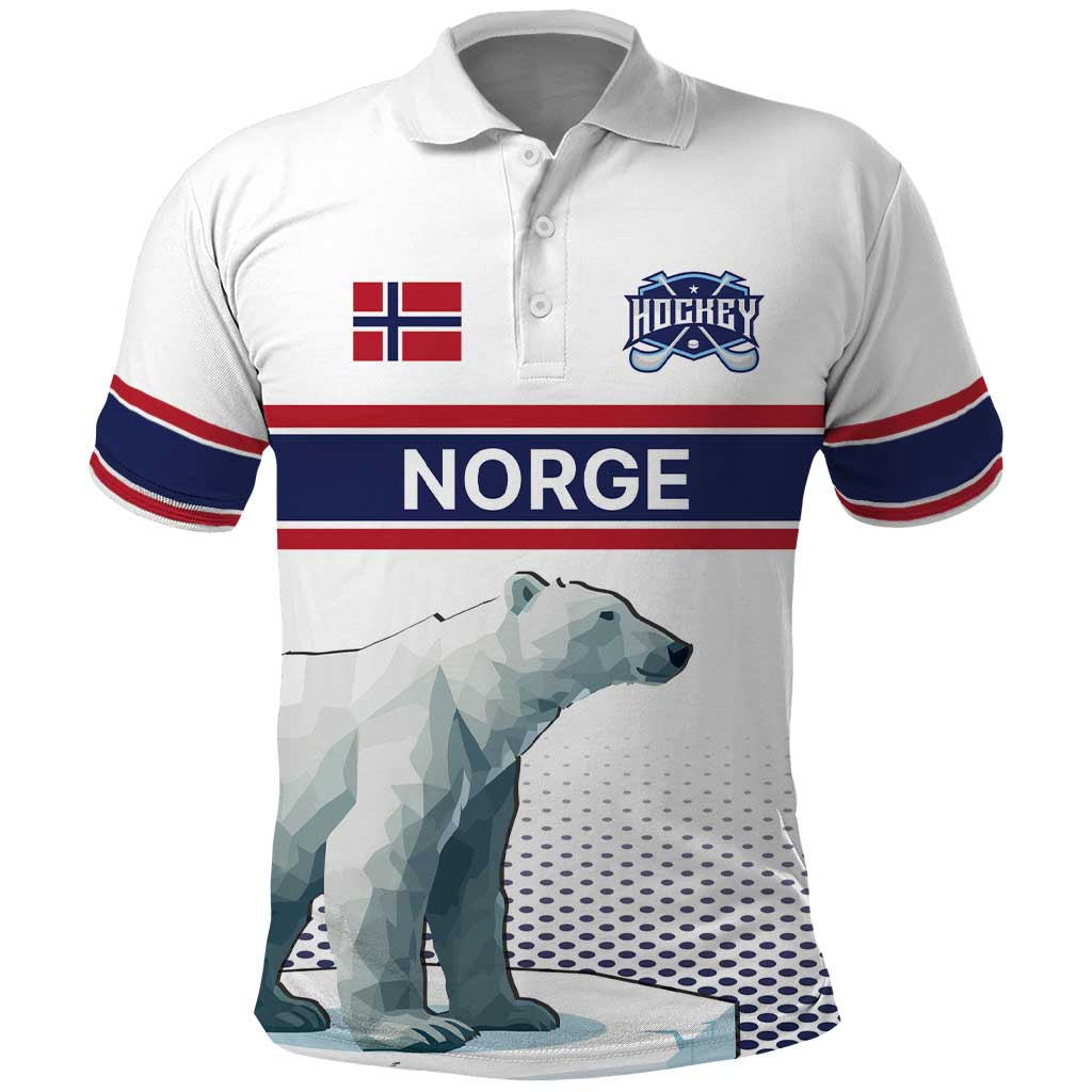 Norway Ice Hockey Custom Polo Shirt Norge Polar Bears White Style LT17