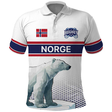 Norway Ice Hockey Custom Polo Shirt Norge Polar Bears White Style LT17