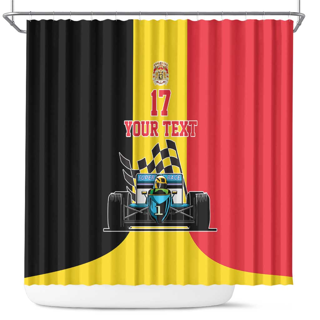 Custom Belgium Formula One Shower Curtain Motorsport with Flag F1 World Championship LT17