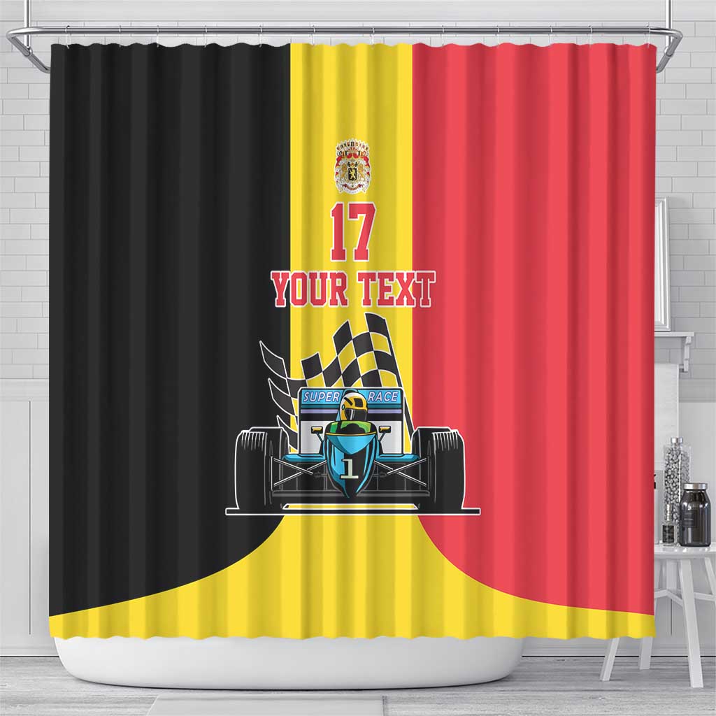 Custom Belgium Formula One Shower Curtain Motorsport with Flag F1 World Championship LT17