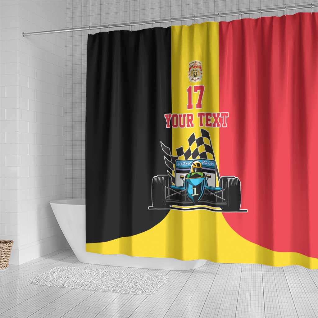 Custom Belgium Formula One Shower Curtain Motorsport with Flag F1 World Championship LT17