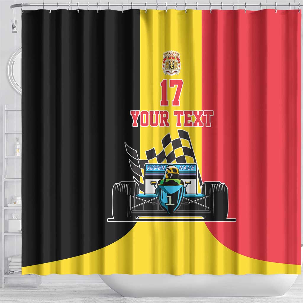 Custom Belgium Formula One Shower Curtain Motorsport with Flag F1 World Championship LT17
