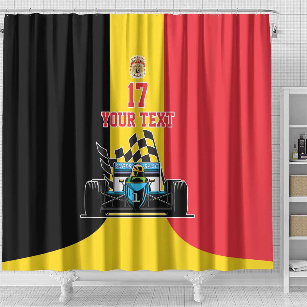 Custom Belgium Formula One Shower Curtain Motorsport with Flag F1 World Championship LT17