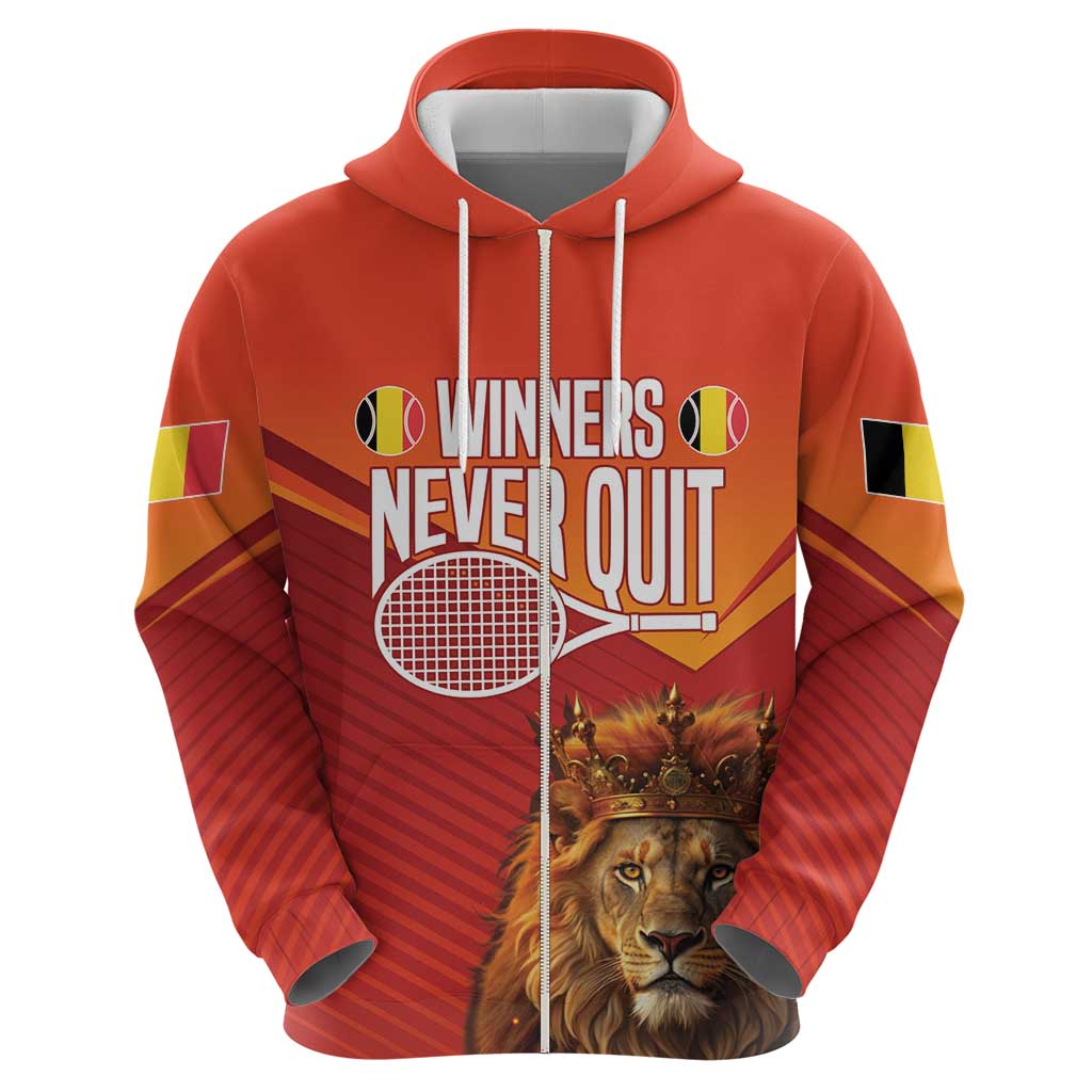 Custom Belgium Tennis Champions Hoodie Winners Never Quit with A Crowned Lion LT17
