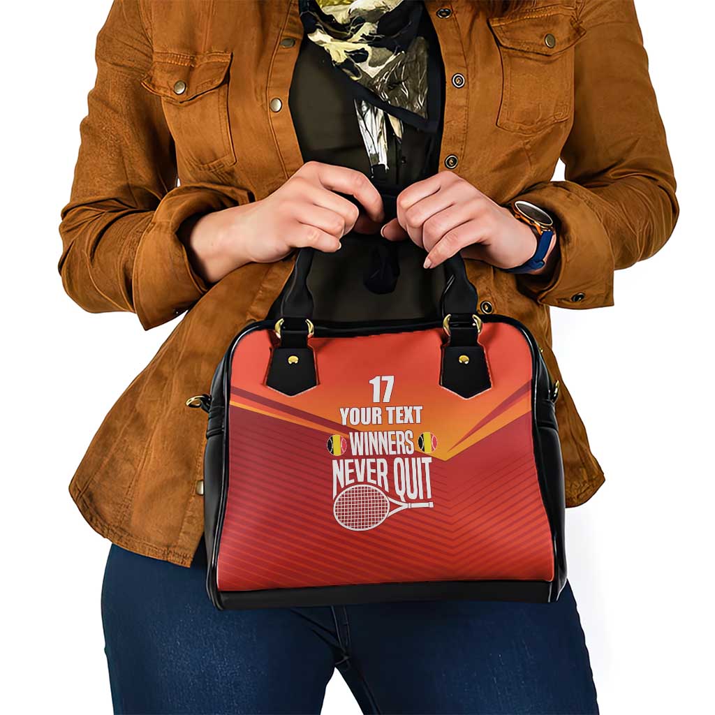 Custom Belgium Tennis Champions Shoulder Handbag Winners Never Quit with A Crowned Lion LT17