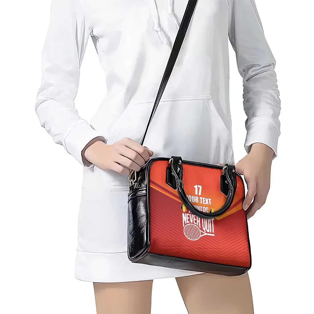 Custom Belgium Tennis Champions Shoulder Handbag Winners Never Quit with A Crowned Lion LT17