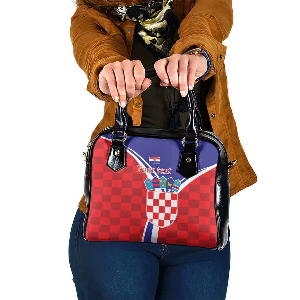 Personalized Croatia Coat of Arms Shoulder Handbag Checkerboard Style LT17