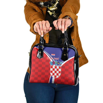 Personalized Croatia Coat of Arms Shoulder Handbag Checkerboard Style LT17