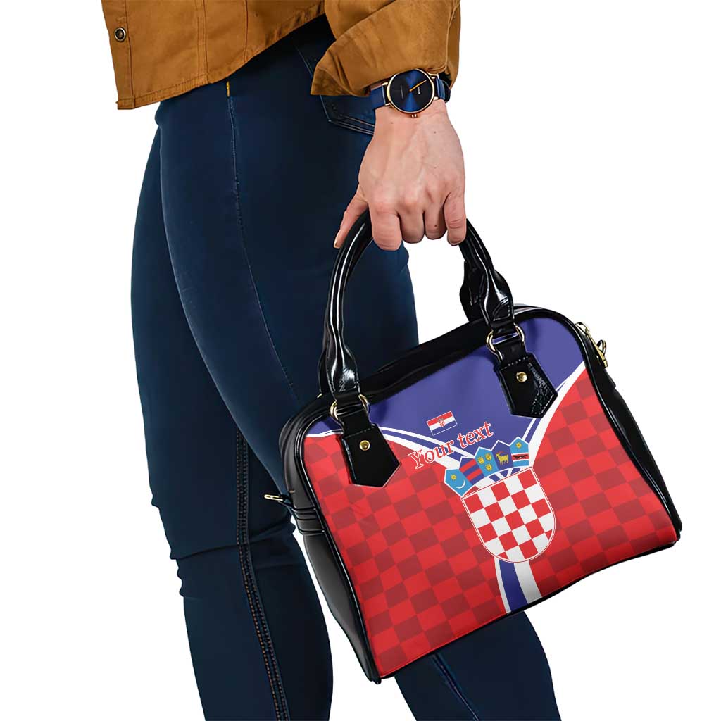 Personalized Croatia Coat of Arms Shoulder Handbag Checkerboard Style LT17