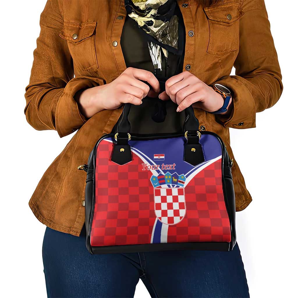 Personalized Croatia Coat of Arms Shoulder Handbag Checkerboard Style LT17