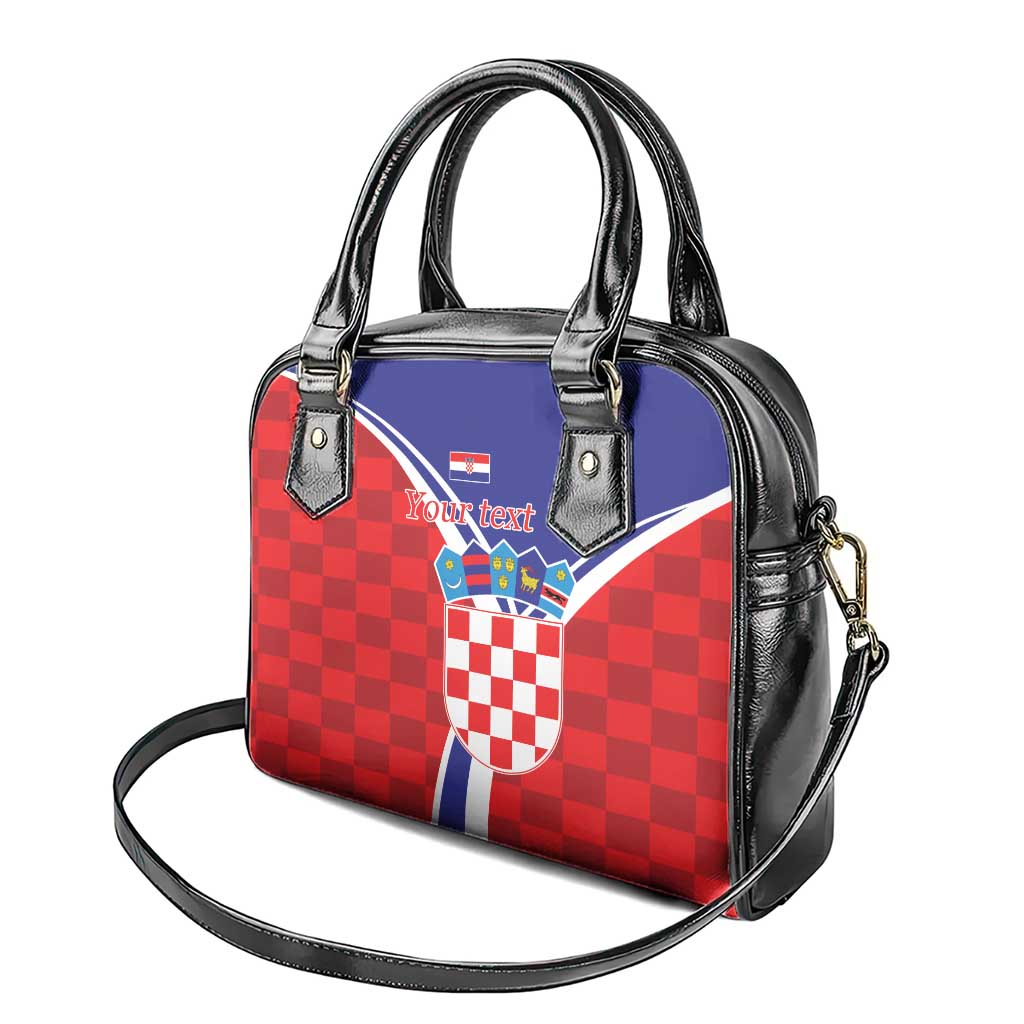 Personalized Croatia Coat of Arms Shoulder Handbag Checkerboard Style LT17