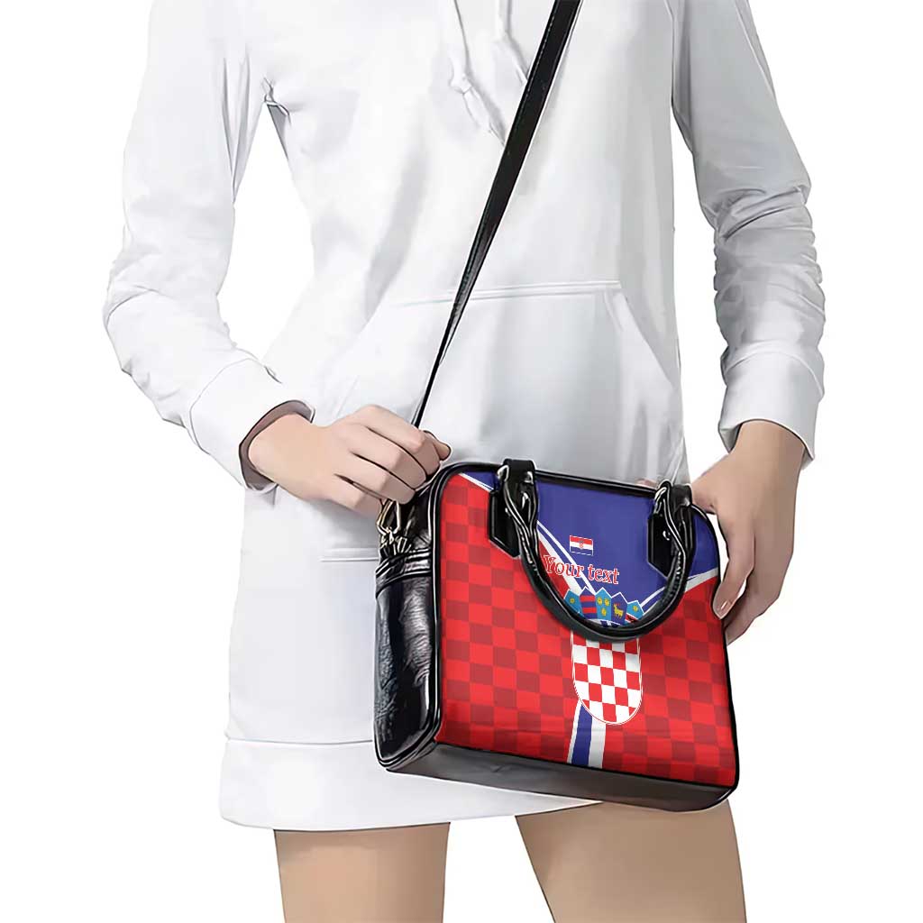 Personalized Croatia Coat of Arms Shoulder Handbag Checkerboard Style LT17