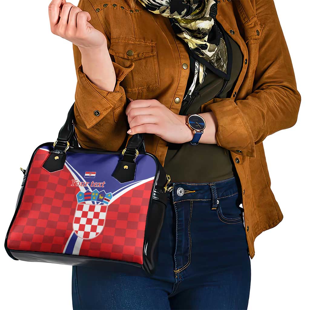 Personalized Croatia Coat of Arms Shoulder Handbag Checkerboard Style LT17