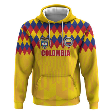 Custom Colombia Football Hoodie Retro Yellow Style LT17