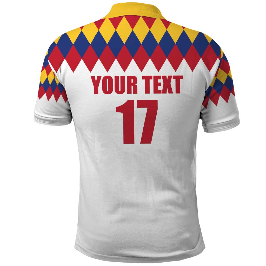 Custom Colombia Football Polo Shirt Retro White Style LT17