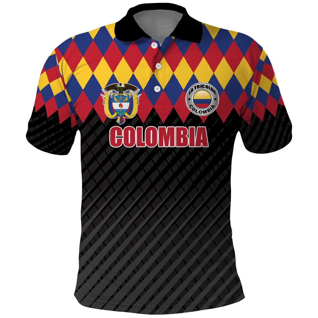 Custom Colombia Football Polo Shirt Retro Black Style LT17
