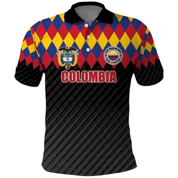 Custom Colombia Football Polo Shirt Retro Black Style LT17