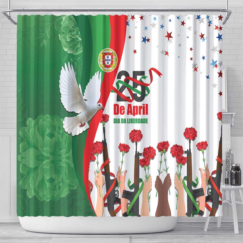 Portugal Carnation Revolution Shower Curtain Dia Da Liberdade 25 De April LT17