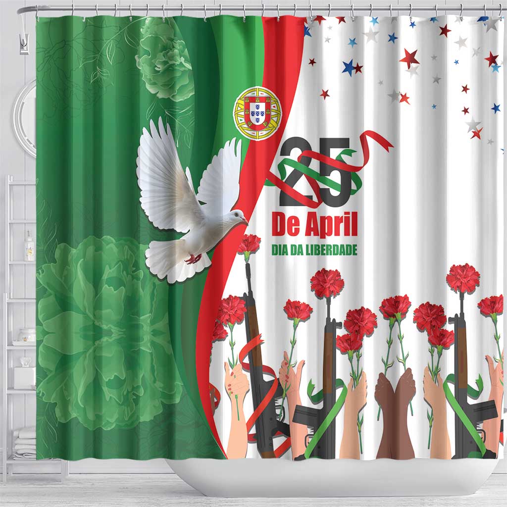Portugal Carnation Revolution Shower Curtain Dia Da Liberdade 25 De April LT17