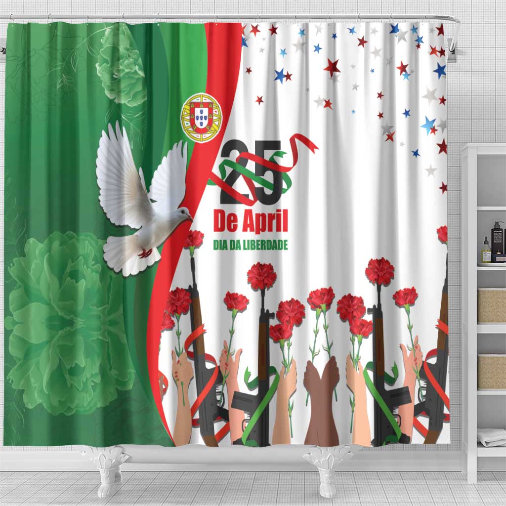 Portugal Carnation Revolution Shower Curtain Dia Da Liberdade 25 De April LT17
