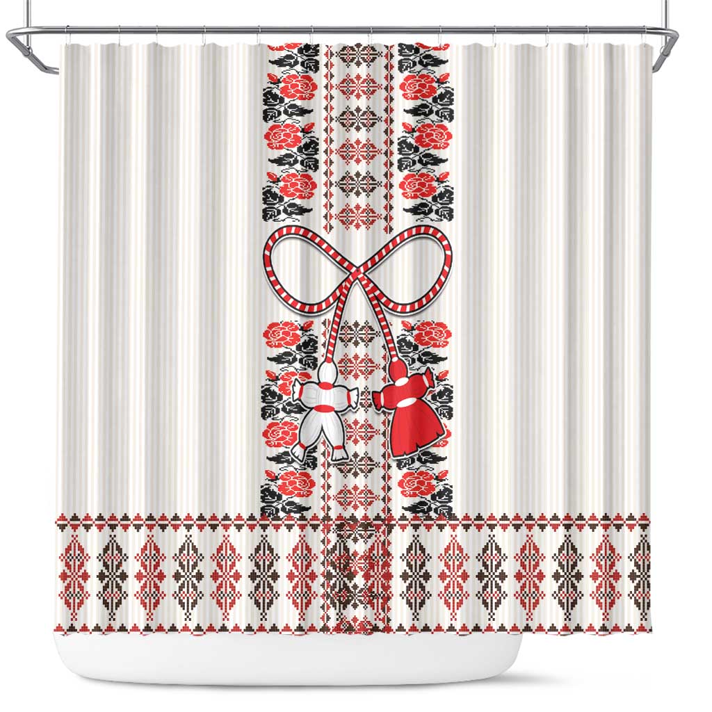 Romanian Traditional Pattern with Martenitsa Shower Curtain Happy Martisor Day 1 March LT17
