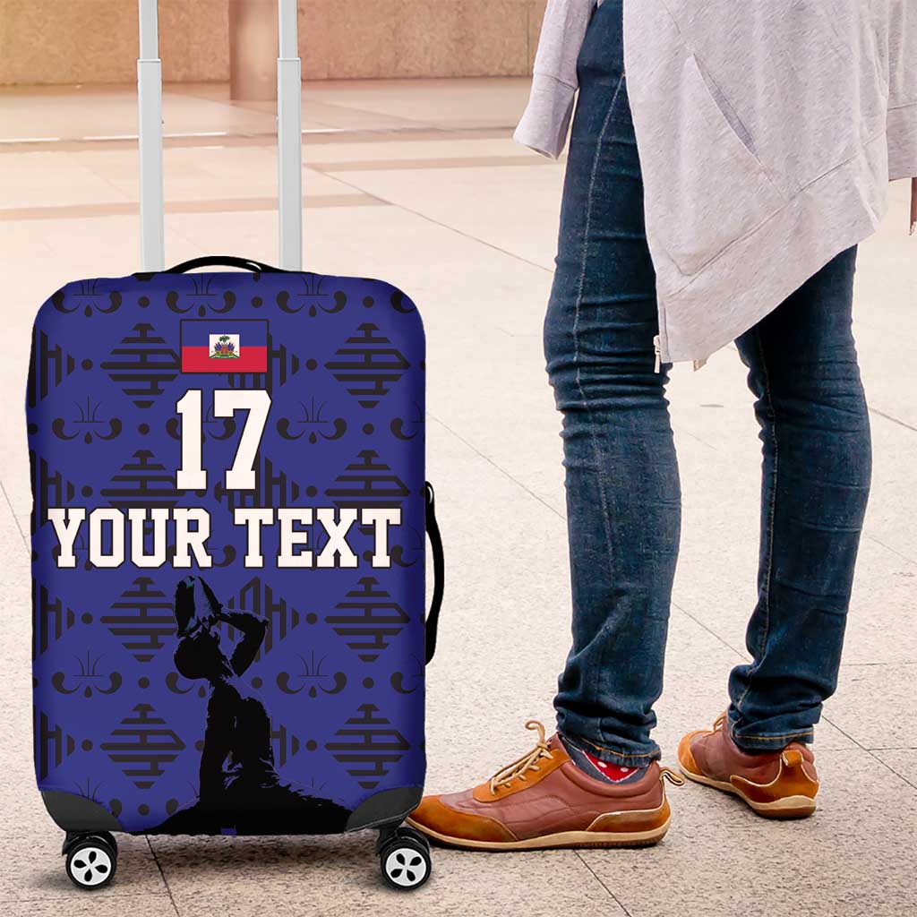 Custom Haiti Football Luggage Cover Come on Les Grenadiers Blue Style LT17