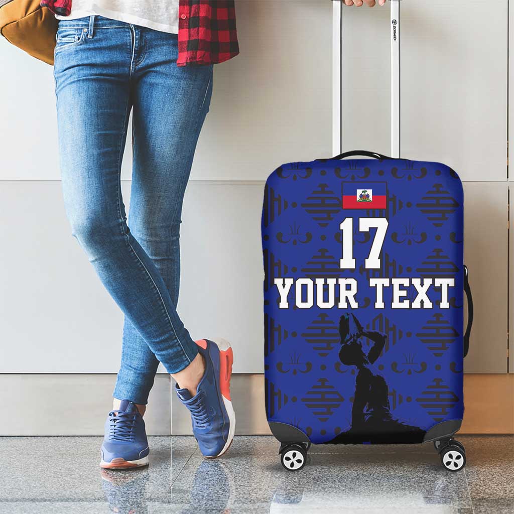 Custom Haiti Football Luggage Cover Come on Les Grenadiers Blue Style LT17