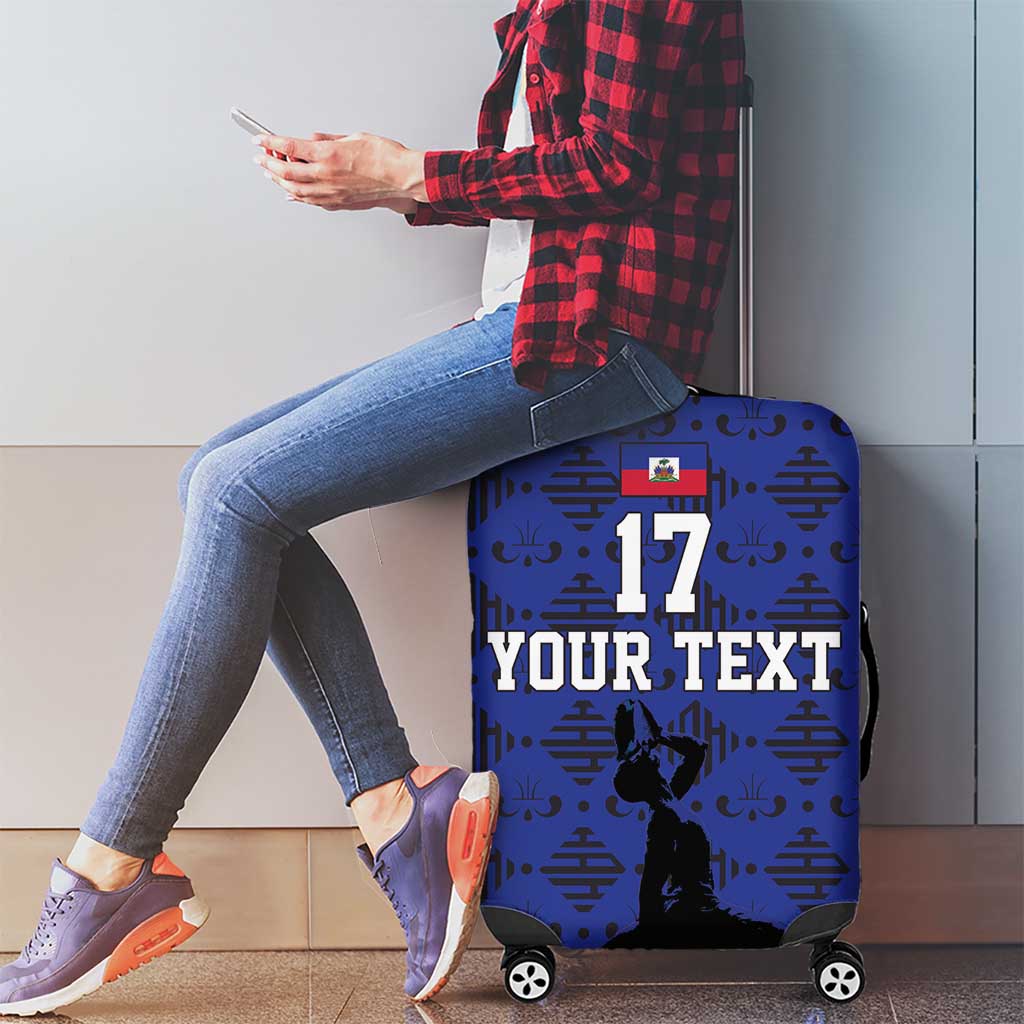 Custom Haiti Football Luggage Cover Come on Les Grenadiers Blue Style LT17