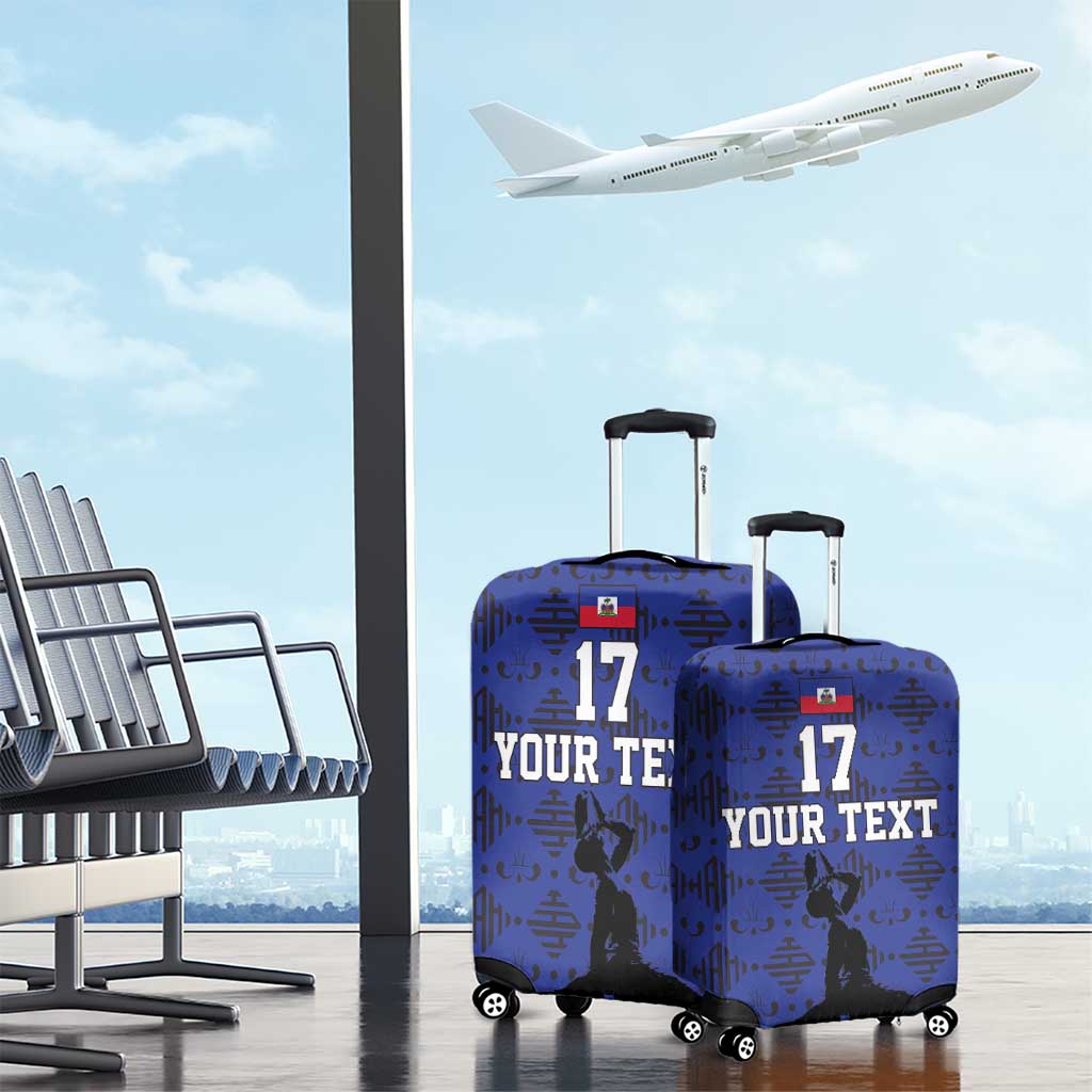 Custom Haiti Football Luggage Cover Come on Les Grenadiers Blue Style LT17