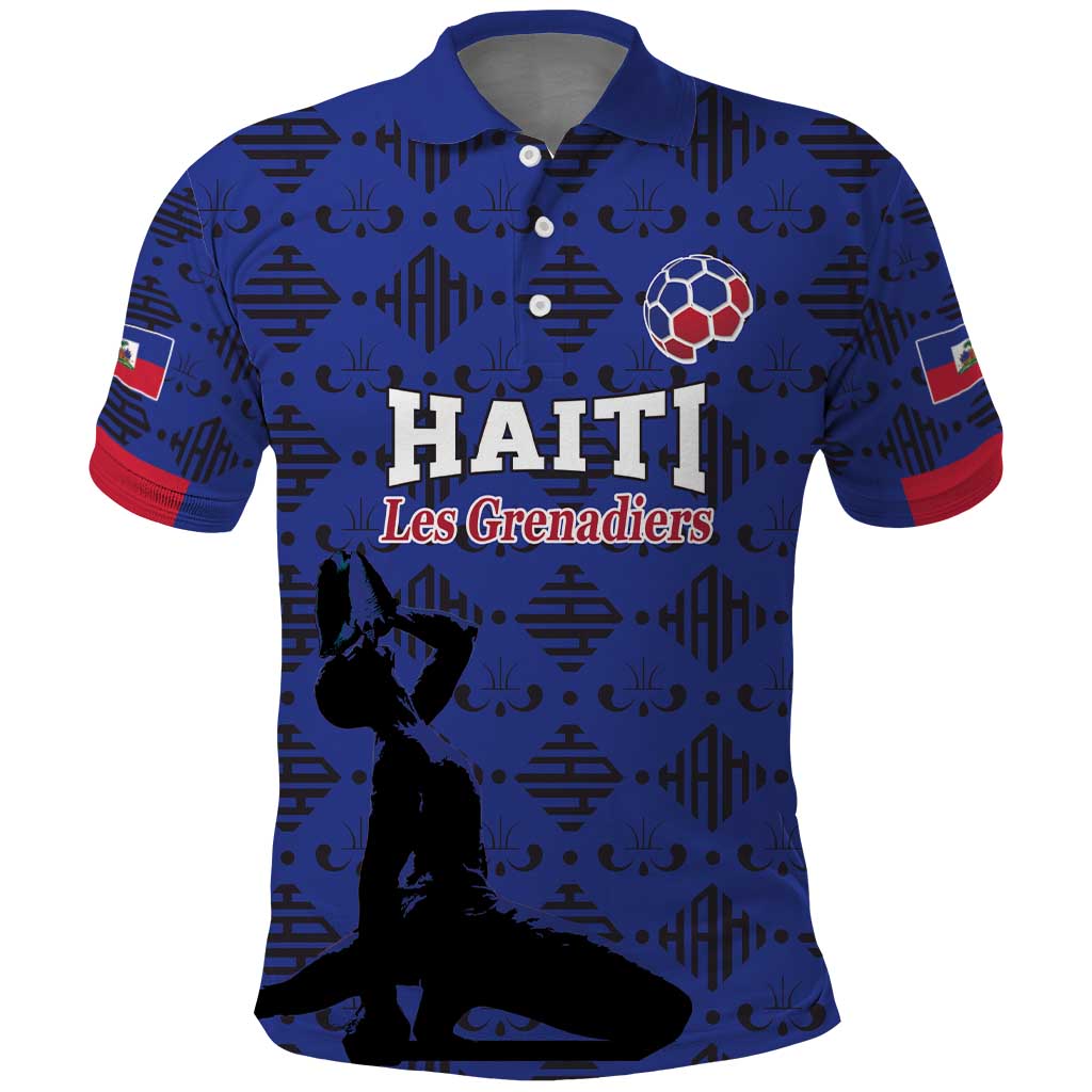 Custom Haiti Football Polo Shirt Come on Les Grenadiers Blue Style LT17