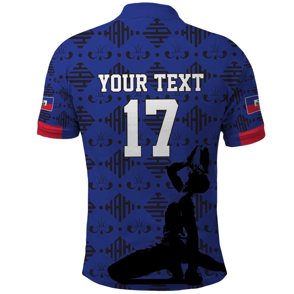 Custom Haiti Football Polo Shirt Come on Les Grenadiers Blue Style LT17